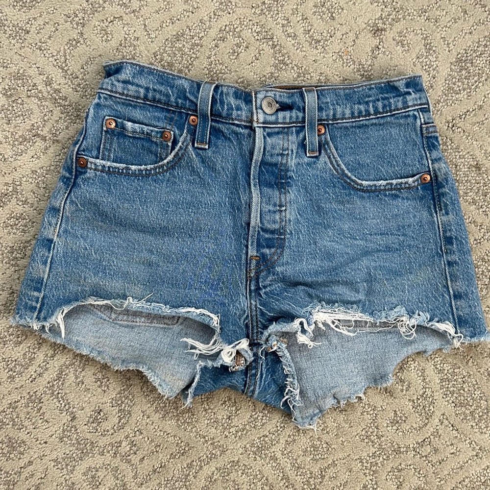 Levi's 501 Distressed Blue Denim Shorts